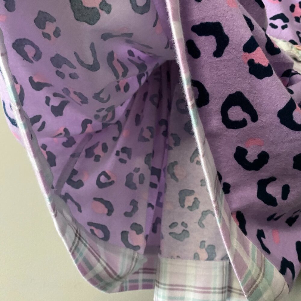 Handmade Children's 100% Cotton Flannelette Purple Pink Leopard Plaid Dress - Picture 14 of 14